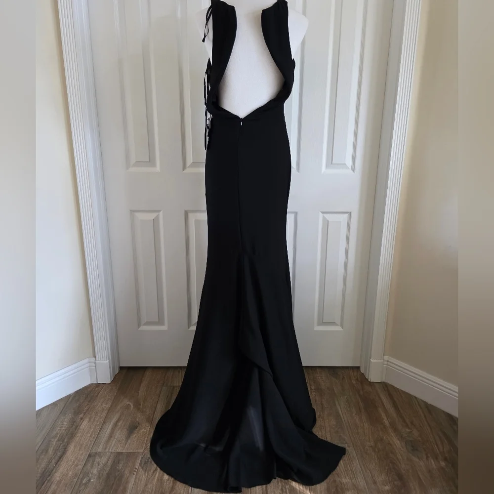 Pronovias Barcelona Embellished Black Halter Gown High-Low Hem-NWT Size 2 - Picture 7 of 15